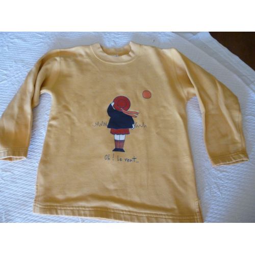 Sweat Shirt Orange/Jaune Avec Joli Motif 8 Ans