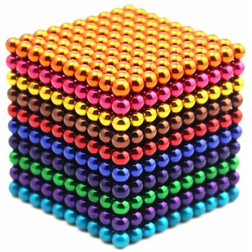 1000 Pièces 5mm Jeu De Billes Magnétiques Aimant Magique Cube Jouet De Construction Pour Le Soulagement Du Stress Mélange 10 Couleurs Adapté Aux Enfants De Plus De 10 Ans