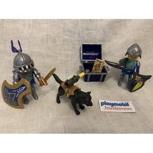 Lot Playmobil De 2 Chevaliers Du Château Fort Avec Loup Messager Et Coffre Au Trésor Pour Château Fort 71484 71487 6000 71483 71300 6001 71299 71298 Novelmore Et Knights