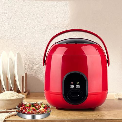 Red Rouge Mini cuiseur à Riz pour 1 à 2 Personnes, multicuiseur de 1,2 l avec Pot à Riz antiadhésif Amovible, Mini cuiseur à Riz