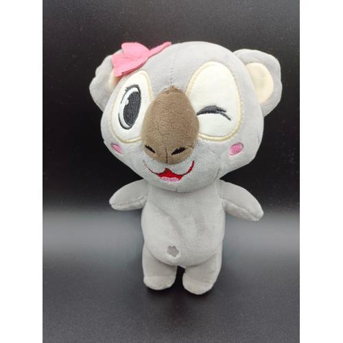 Peluche Doudou Koala - Gris - Fleur Rose - Auchan - Env. 19 Cm