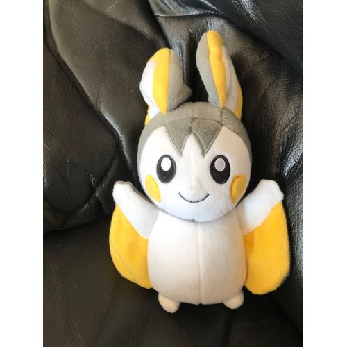 Doudou Peluche Emolga Pokemon Par Tomy Gris Blanc Et Jaune 22cm