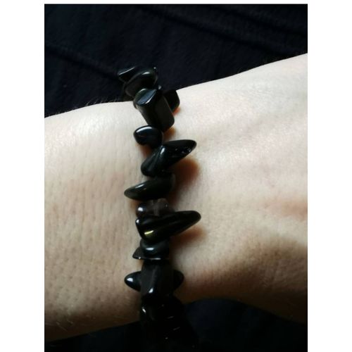Bracelet Pierre Naturelle Chips Agate Noire Onyx