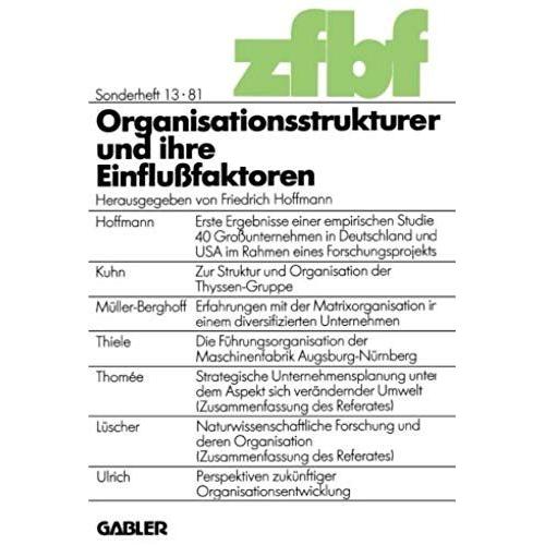 Organisationsstrukturen Und Ihre Einflußfaktoren