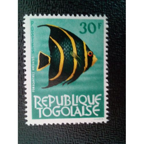 Timbre Togo Yt 402 Poisson-Ange Gris (Pomacanthus Arcuatus) 1964 ( 3912 )