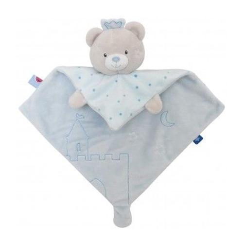 Doudou Ours Beige Bleu Mouchoir Chateau Lune Ourson Prince Sucre D'orge