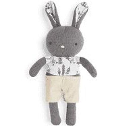 Doudou Mr Lapin Gris Foncé Peluche Jouet Bébé Tricot Short Beige Plush Bunny