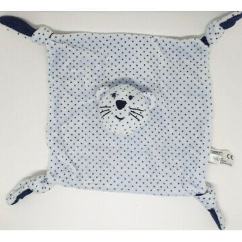 Doudou Chat Plat Bleu Ciel Et Étoiles Bleu Foncé