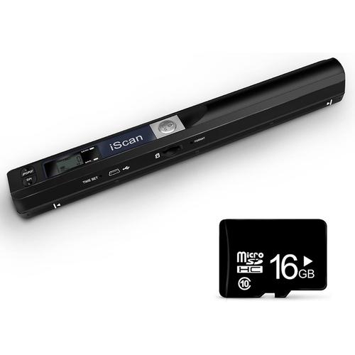 Scanner + Carte 16GTF Scanner + Carte 16GTF Scanner de Documents Portable Scanner d'images USB 900DPI Scanner de Photos Couleur A4 Numérisation (Carte