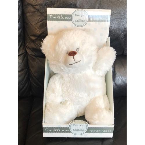 Peluche Ours Blanc Lumineux Musical Mes Petits Cailloux 