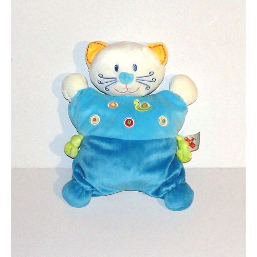 Doudou Chat Semi Plat Nicotoy Peluche Chat Brodé Escargot