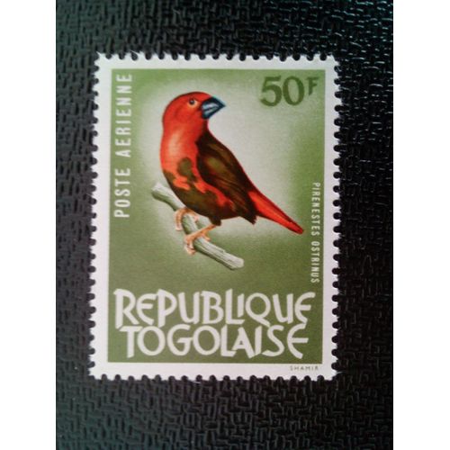 Timbre Togo Yt Pa 39 Casse-Graines À Ventre Noir (Pyrenestes Ostrinus) 1964 ( 3912 )