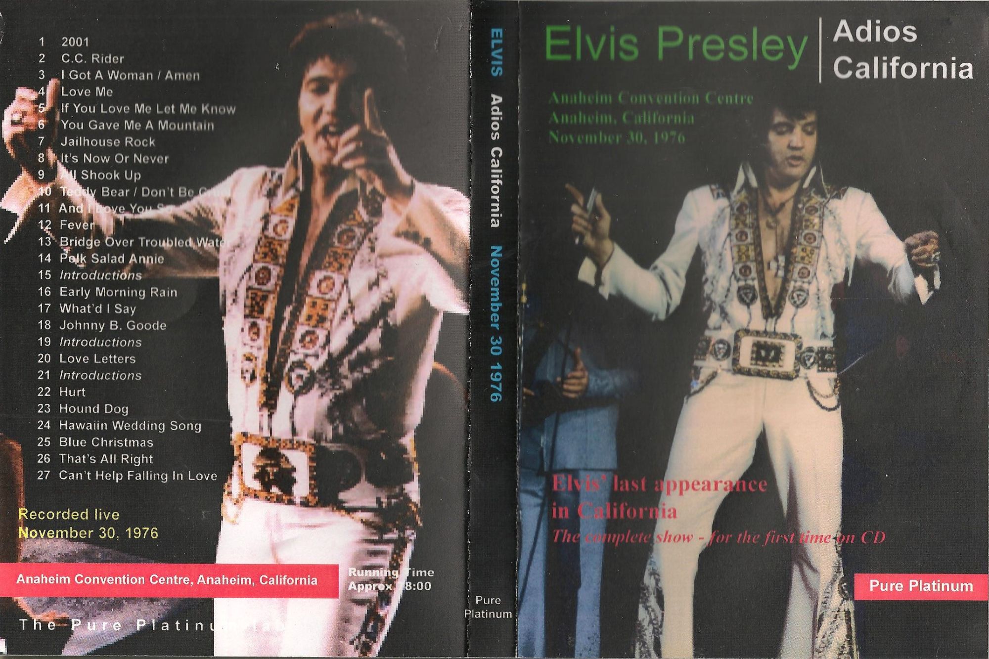 Elvis Presley Adios California Cd 30/11/76 Anaheim Show