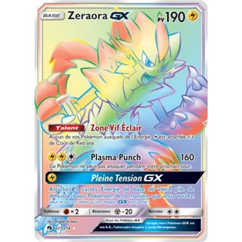 Carte Pokémon Gx Rare Rainbow Zeraora 221/214