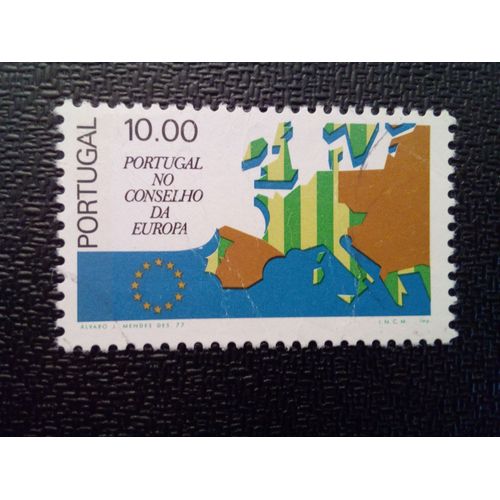 Timbre Portugal Yt 1329 Carte Des Membres Du Conseil De L'europe 1977 ( 011012 )