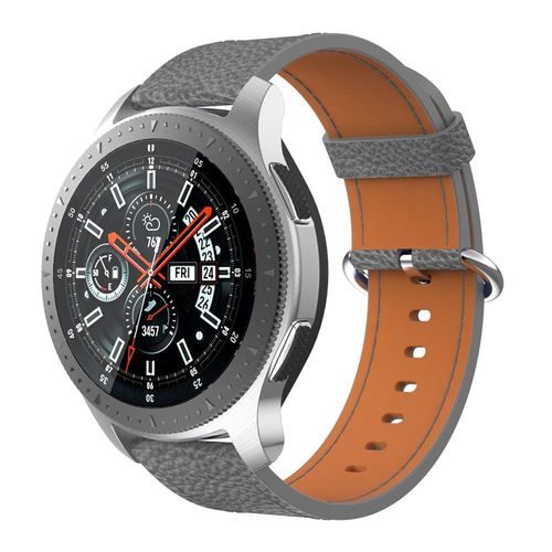 Bracelet En Cuir Véritable Boucle Classique Gris Pour Votre Samsung Galaxy Watch 46mm/Gear S3 Classic/S3 Frontier