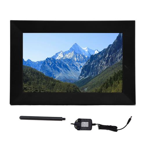 Cadre photo numérique 10,1 pouces 1280x800P HD IPS écran tactile rotation automatique cadre photo électronique WiFi mural avec 1 + 16 Go de mémoire prise britannique noir