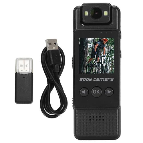 Caméra portée sur le corps 1080P HD 1,3 pouces LCD Objectif rotatif à 180 degrés Vision nocturne Enregistreur vidéo de poche portable avec clip arrière pour garde de sécurité