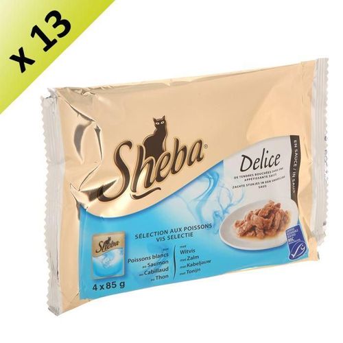 Sheba Mini Filets Sachets Fraicheur En Sauce - Aux Poissons - Pour Chat - 4 X 85 G -X13-