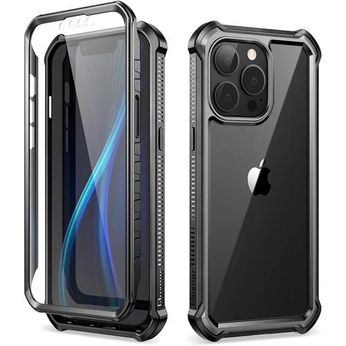 Coque Pour Iphone 13 Pro¿6.1"¿ Avec Protecteur D'écran Intégré 360 Degrés Anti-Poussière Avant Et Arrière Clear Full Body Outdoor Tpu + Pc Housse De Protection Antichoc - Le Noir