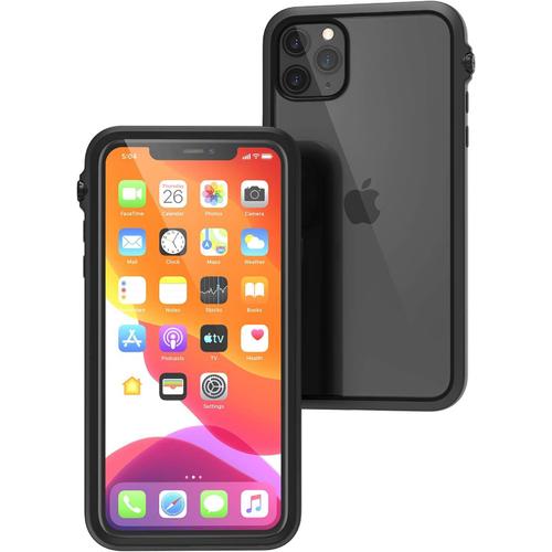 - Coque Pour Iphone 11 Pro Max, Dos Transparent, Resiste Aux Chutes 3 Mètres, Bouton Rotatif Pour Le Mode Silencieux, Compatible Avec La Recharge Sans Fil, Dragonne Incluse - Noir