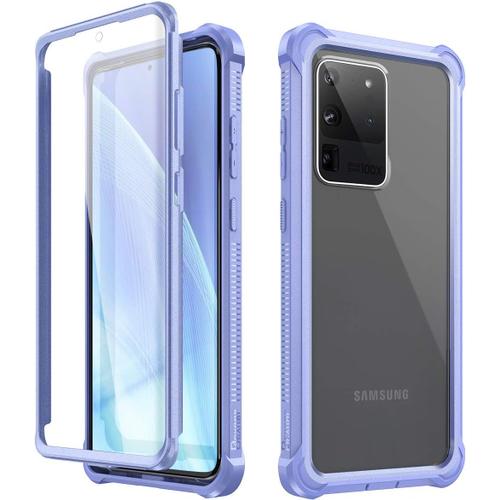 Coque Pour Samsung Galaxy S20 Ultra 5g 6.9'' Pare-Chocs En Tpu Antichoc, Boîtier Housse Étui De Protection Intégrale À 360, Panneau Arrière Transparent, Sans Protecteur D'écran - Bleu