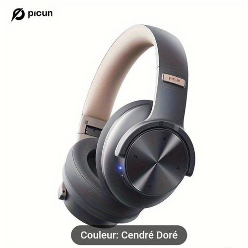 Picun Casque Sans Fil, 120 Heures D'écoute Sans Fil, Appels Mains Libres, 3EQ Et Mode Jeu, Casque Pliable Sur L'oreille Pour Voyage, Maison, Bureau, Téléphone Portable, PC