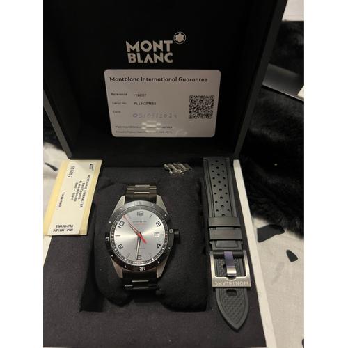 Montre Mont Blanc Time Walker 41mm Automatique  État Neuf Acheté 03/2024 / Boîte Sur Boîte Carte Authentique Mayon Supplémentaire Bracelet Metals Et Plastique   Montre Original  Pas D Ex Contre Façon