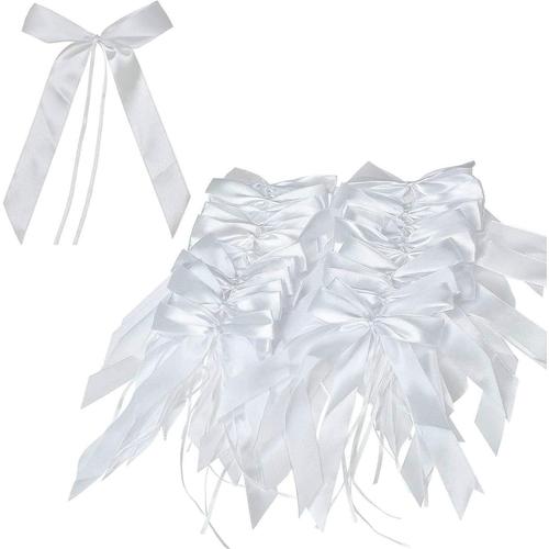 50 pièces Noeud Mariage Voiture Blanc Satin Voiture Decoration Noeud Ruban Voiture Mariage Blanc Noeud Rubans Déco pour mariage