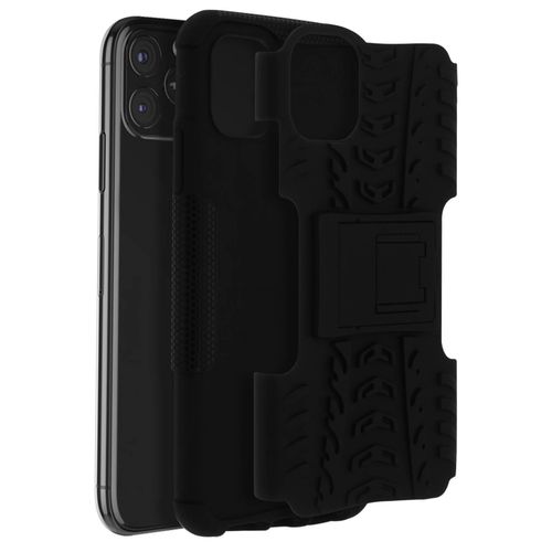 Coque Iphone 11 Pro Max Bi Matière Rigide Et Silicone Béquille Support Noir