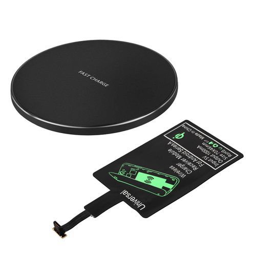 Pack Chargeur Qi Et Nappe De Transformation Micro-Usb Charge Sans Fil Noir