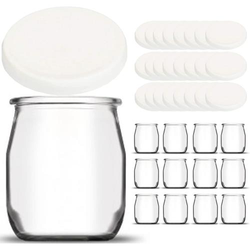 12 Pots 24 Couvercles 12 Pots 24 Couvercles 12 Pots Yaourts En Verre Avec 24 Couvercles Hermétiques Sans Bpa -Petit Pot Bebe - Yaourtiere Robot (Thermomix