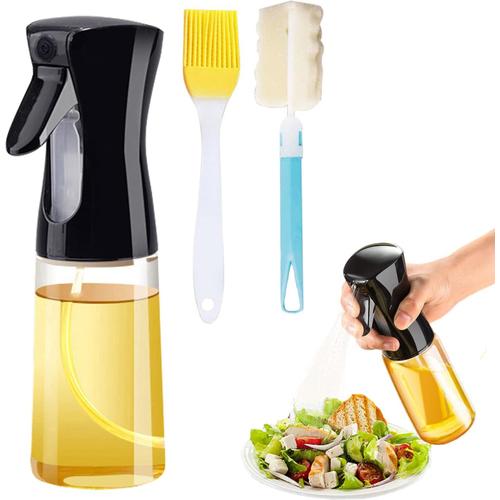 Noir Noir Pulvérisateur D'huile, 7 Oz / 210 Ml D'huile Cuisson, Bouteille D'olive Avec Brosse Propre, Pour La Cuisine, Salade, Barbecue,