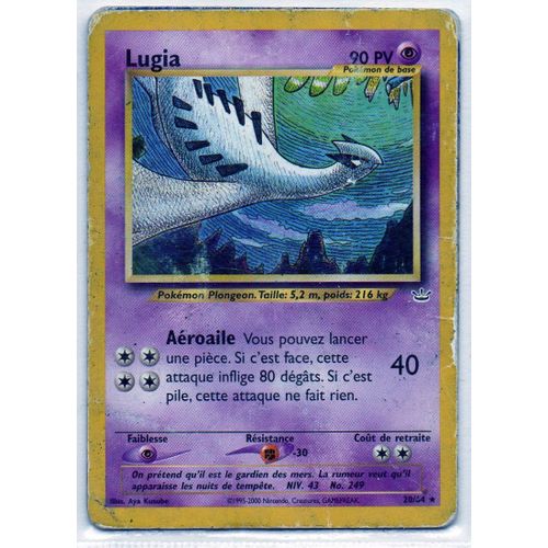 Pokemon Francaise Neo Révélation Édition 2 ( Ed 2 ) Rare N° 20/64 Lugia