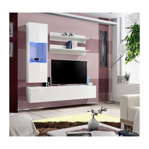 Meuble Tv Fly H3 Design, Coloris Blanc Brillant. Meuble Suspendu Moderne Et Tendance Pour Votre Salon.