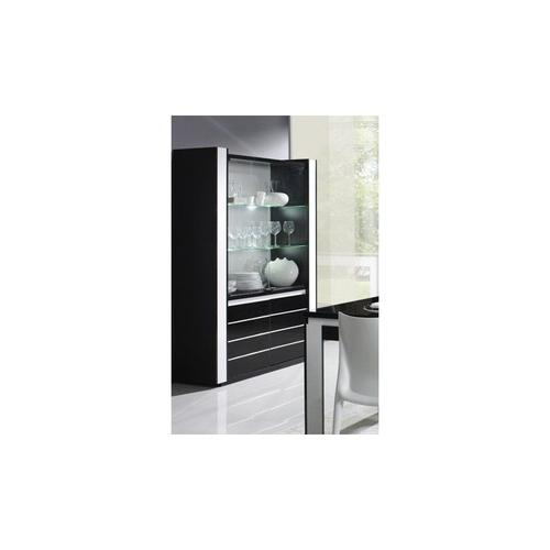 Vitrine Argentier Vaisselier Lina + Led Coloris Noir Et Blanc Brillant. Meuble Design Pour Votre Salon Ou Salle ? Manger