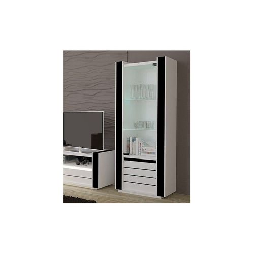 Vitrine Petit Modèle Lina Blanche Et Noire Brillante Avec Led