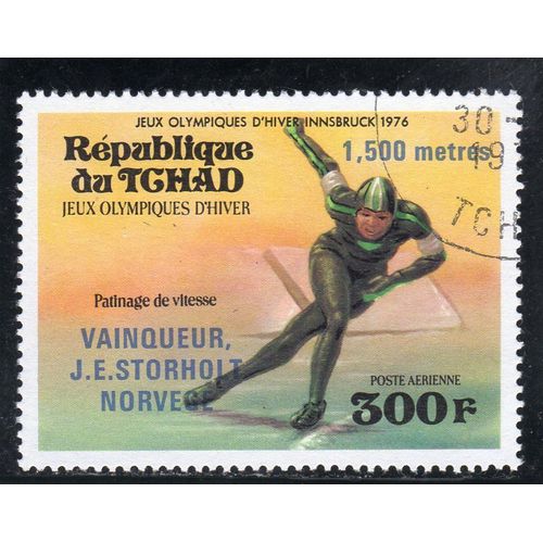 Timbre De Poste Aérienne Du Tchad (Vainqueur Aux Jeux Olympiques DHiver À Innsbruck)