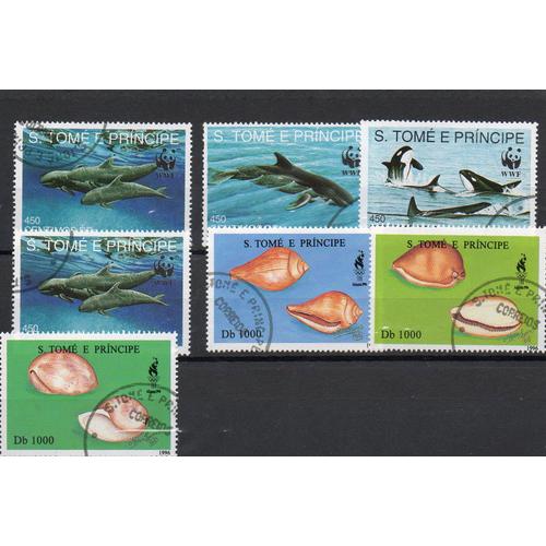 Sao Tome Timbres Poissons Et Mammifères Marins