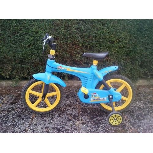 Velo A Roulettes Bleu Stabilisateur Petite Bicyclette Turquoise 16" Jeune Cycliste Enfant