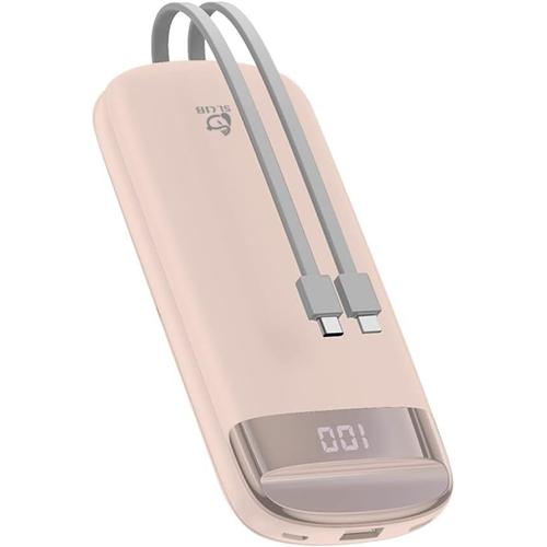 Rose Batterie Externe 10000mah Bloc Power Bank Compact Usb C Avec 2 Cables De Charge Int¿¿Gr¿¿S", 5 Sorties, Affichage Led," Fin Et