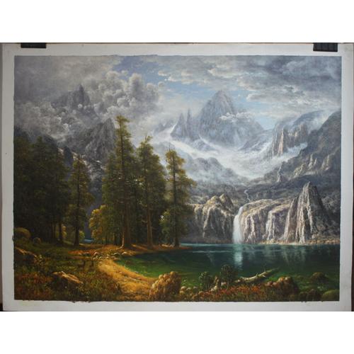 Repro Albert Bierstad 1855 Huile De Paysage Peinture Sur Toile Sierra Nevada