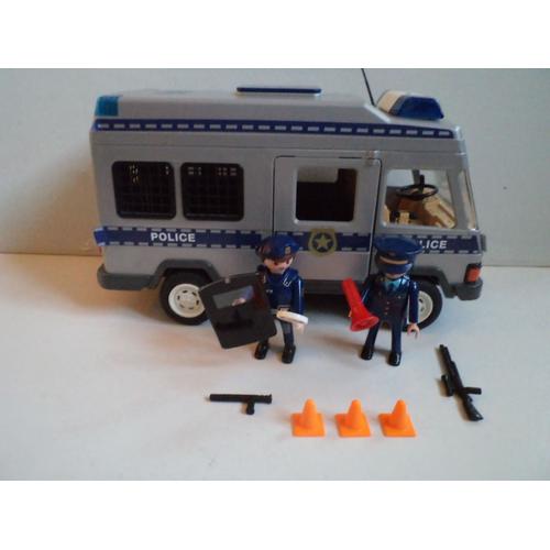 Playmobil Camion Police Avec 2 Figurines De Policiers, Armes, Gyrophare