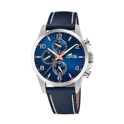 Lotus Montre Homme Chrono Acier Cuir Bleu 18630/2
