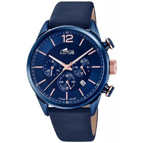 Lotus Montre Homme Chrono Acier Cuir Bleu 18681/2