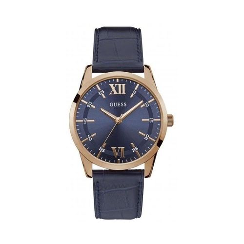 Guess Theo Montre Homme Acier Doré Rose Cuir Bleu W1307g2