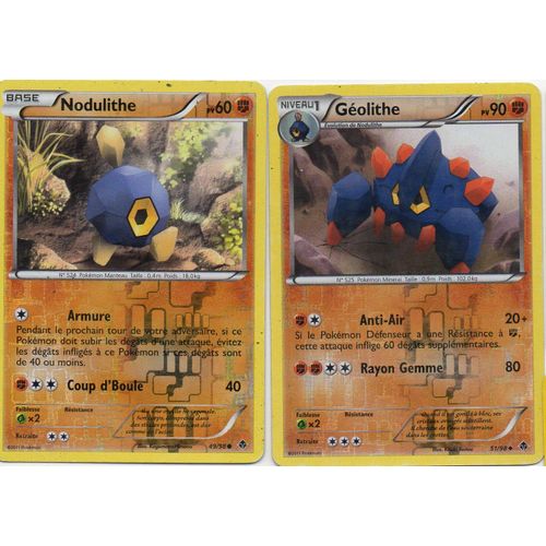 Nodulithe 60pv (49/98) + Géolithe 90pv (51/98) Pokemon 