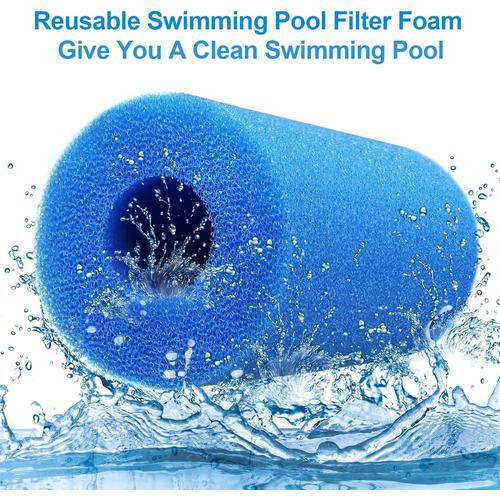 Éponge filtrante de type B, cartouches de filtre de piscine en mousse réutilisables et lavables pour piscine Intex de type A, aquarium, jacuzzi, filtre en mousse bleu (6 pièces) (14,5 x 4,5 x 25,4 cm)