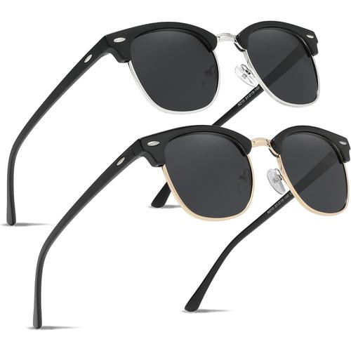 Noir/Argent¿¿/Or Noir Lunettes De Soleil Polaris¿¿Es Semi-Sans Monture Miroir Pour Hommes Et Femmes Tendance Ext¿¿Rieur Pour