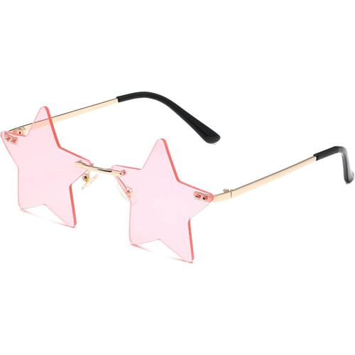 Rose ¿¿Toile Lunettes De Soleil Vintage Tendance Et Amusantes - En M¿¿Tal - Sans Monture - Pour Homme Et Femme - Style Punk